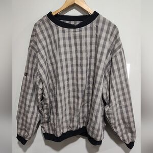 Ping Collection Men's XL Golf Pullover Windshirt Tan Black Squares Polyester